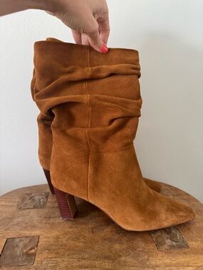 Vince Camuto Rust Suede Slouch Ankle Boots